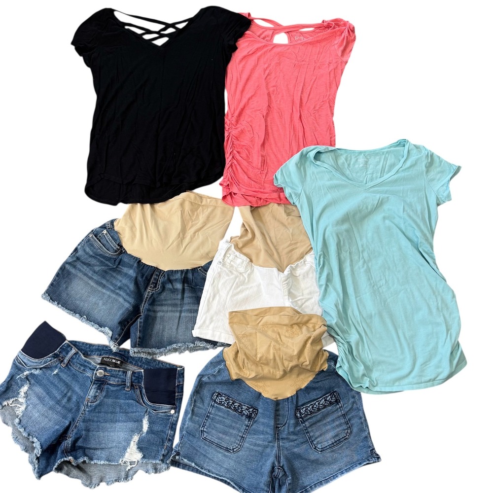 Maternity Shorts & tops Bundle Jessica Simpson Indigo Blue Motherhood Size M L